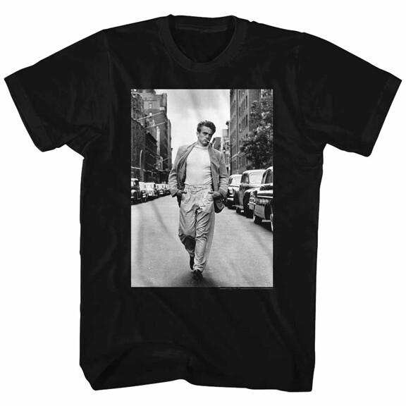 James Dean 1950 s Icon Waking The Streets Of New York Licensed Men s T Shirt 4XL