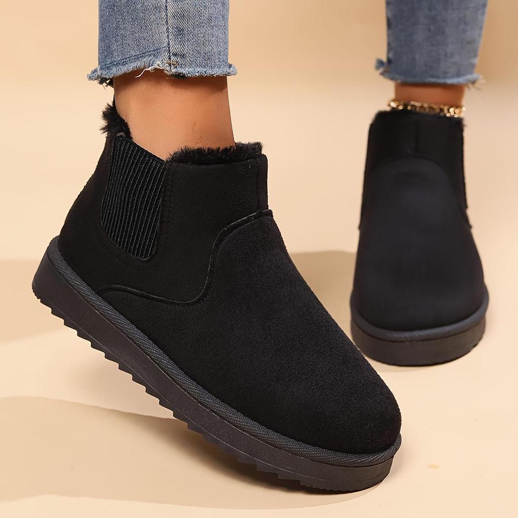 2025 Fleece-Lined Plus Size Women's Winter Slip-On Ankle Snow Boots