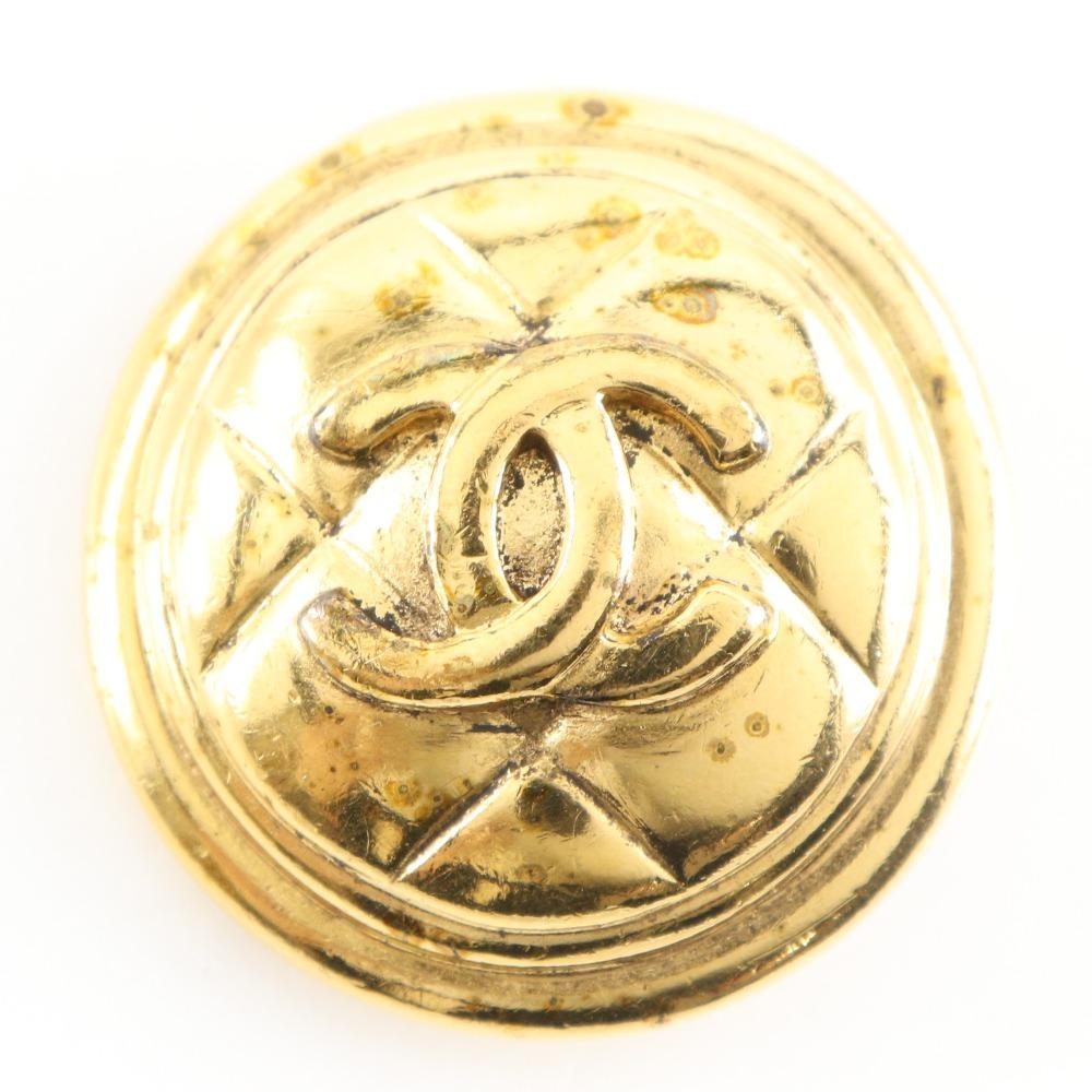 CHANEL COCO Mark Earring Matelasse Plated Gold 28g Women Used