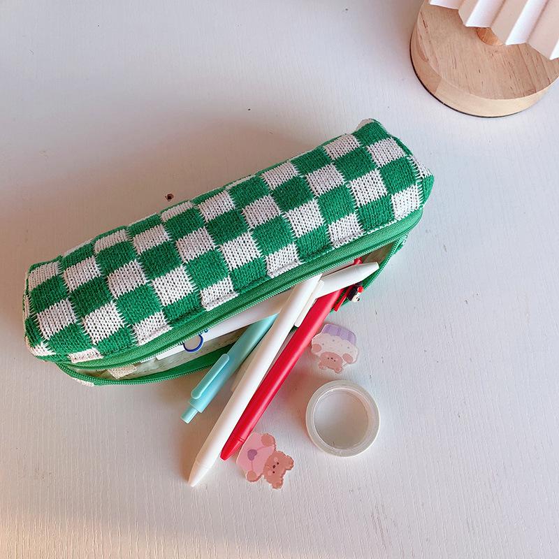 Japanese Style Black & White Large Capacity Canvas Pencil Case for Students