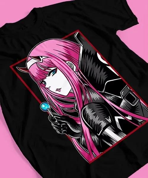 

2026 Summer Hot Sale Oversized Tshirt for Anime Zero Two Anime Unisex Round Neck Short Sleeved Shirt Hip Hop Streetwear Tshirt 4XL