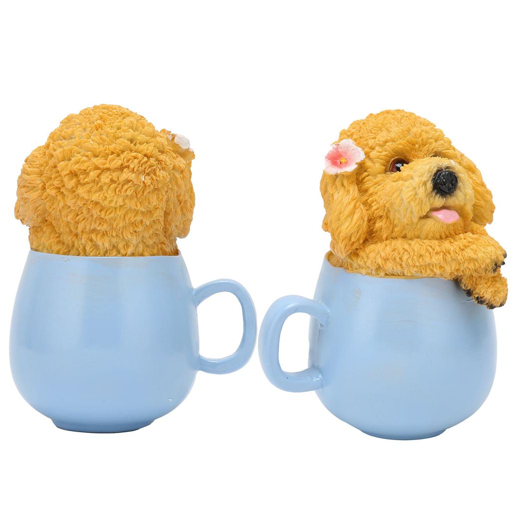 Originality Cup Dog Ornament Synthetic Resin Crafts Garden Decoration for Home YardYellow