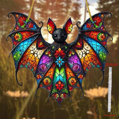 Vibrant Bat Decoration, Acrylic Bat Hanging Decoration, Stained Glass Effect Style, Perfect for Halloween and Christmas Decorations