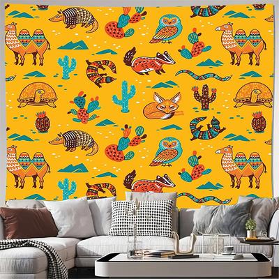 Boho Desert Tapestry Wall Hanging Southwestern Home Decor Cactus Animal Nature Wall Art Bedroom Living Room Aesthetic Vibes