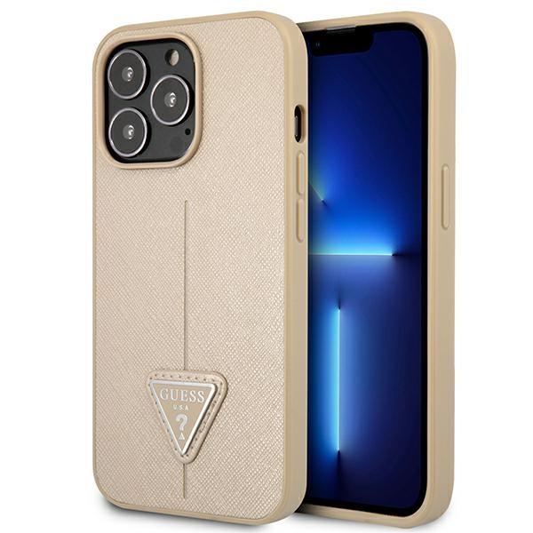 Guess Guhcp13Lpsatle Iphone 13 Pro/ 13 6,1 Beżowy/Beige Hardcase Saffianotriangle Logo