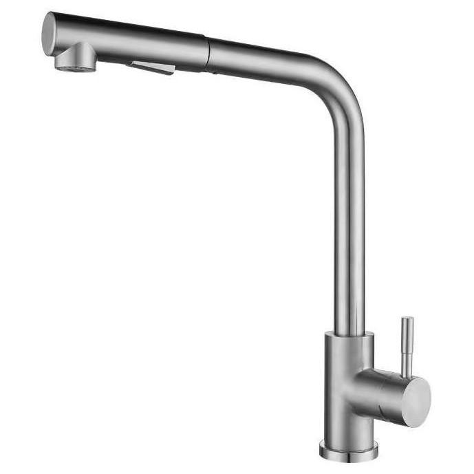 304 Stainless Steel Rotatable Kitchen Faucet with Pull-out Spray for Hot and Cold Water