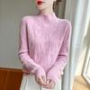 Autumn and Winter Thickened Hemp Cardigan Sweater for Women Fashion Versatile Half Turtleneck Cashmere Knitted Base Sweater