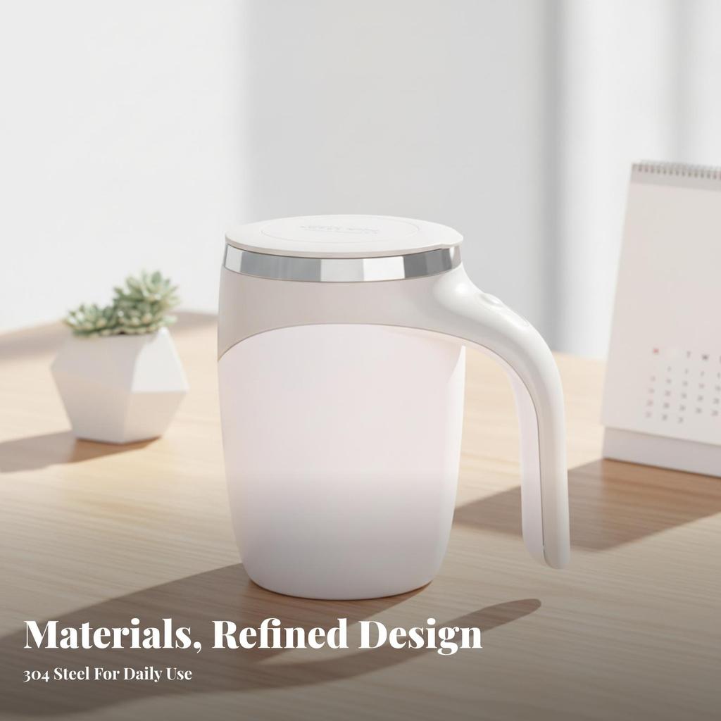Rechargeable Stirring Coffee Mug Smooth easy-tInterior, Auto-mixing