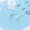 Korean-Style Sweet Epoxy Christmas Tree Stud Earrings - Elegant Mini Design for Women