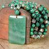 European and American Retro Green Aventurine and Malachite Hand-knotted Long Necklace for Women