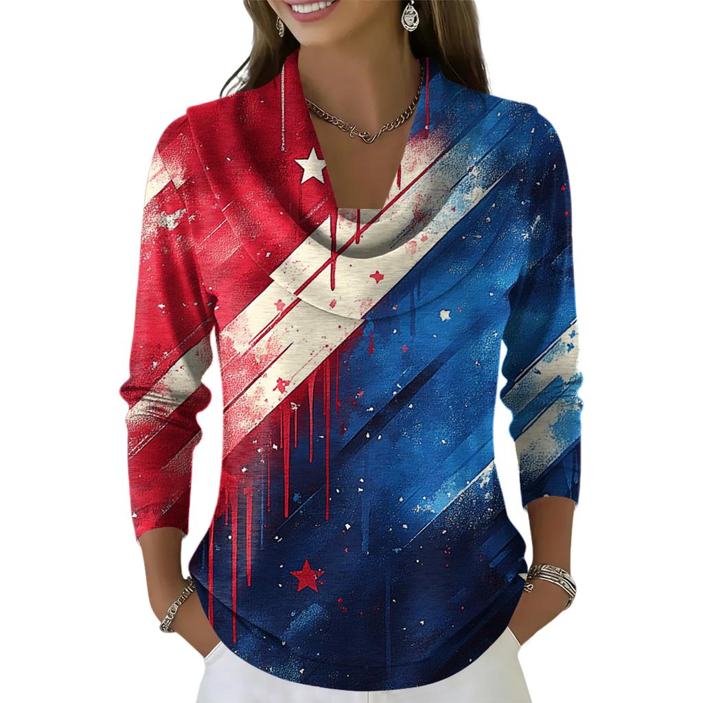 Women's Casual And Fashionable Round Neck Long Sleeved Printed Top Sweater