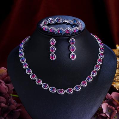 Necklace Earrings Bracelet Zircon Bridal Wedding Dress High-End Jewelry Temperament Three-Piece Dress Dress Dinner Set Chain