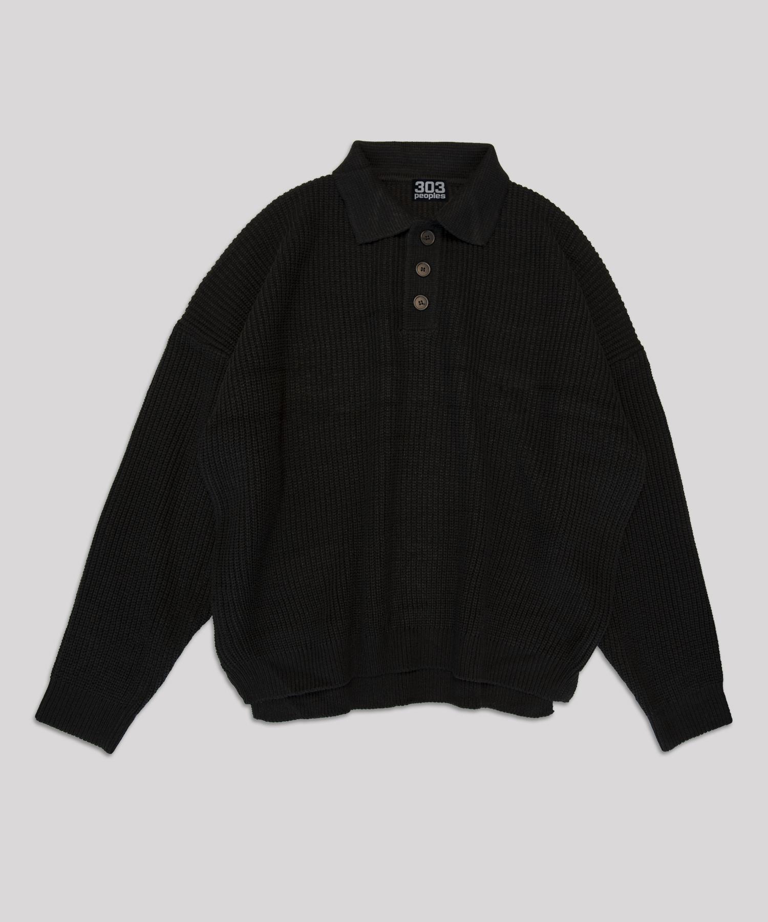 303 Peoples Collar Hacci Oversized Knit Black Free