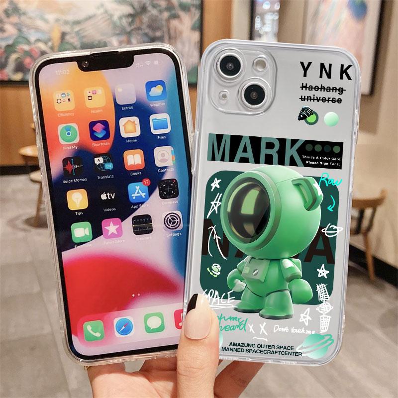 Przezroczyste etui do Apple iPhone 14 11 13 12 Pro 7 8 Plus XR X XS Max 6 6S 13Pro Silikonowe etui na telefon Mechaniczny astronauta Kosmos