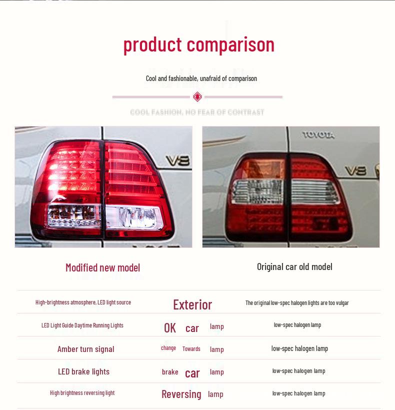 Compatible LED Rear Taillight Assembly for Toyota Land Cruiser LC100 (1998-2007) 4500/4700