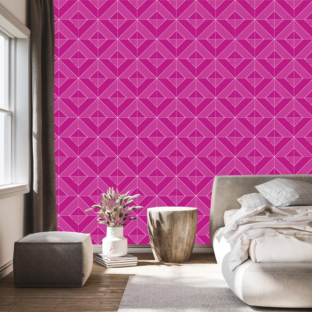Geometric purple rhombus wallpaper, purple center 50x1000