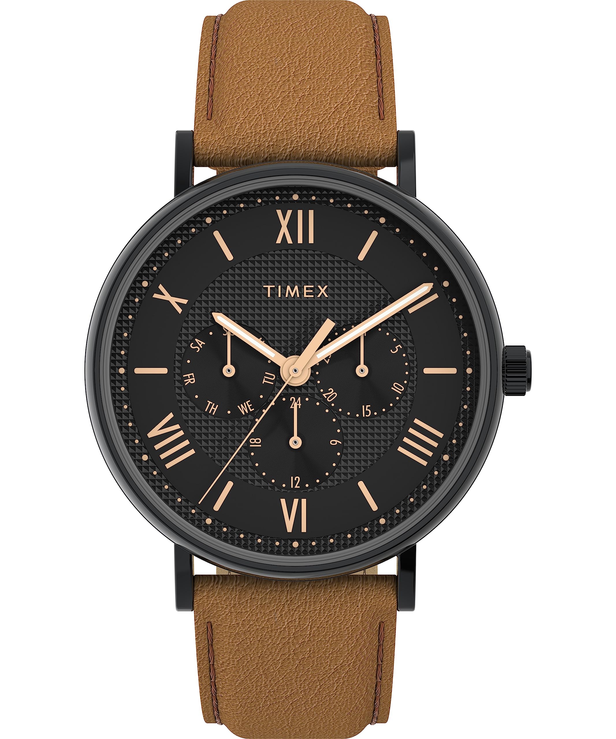 

Timex Men s Southview 41mm Watch - Tan Strap Black Dial Black Case, Brown