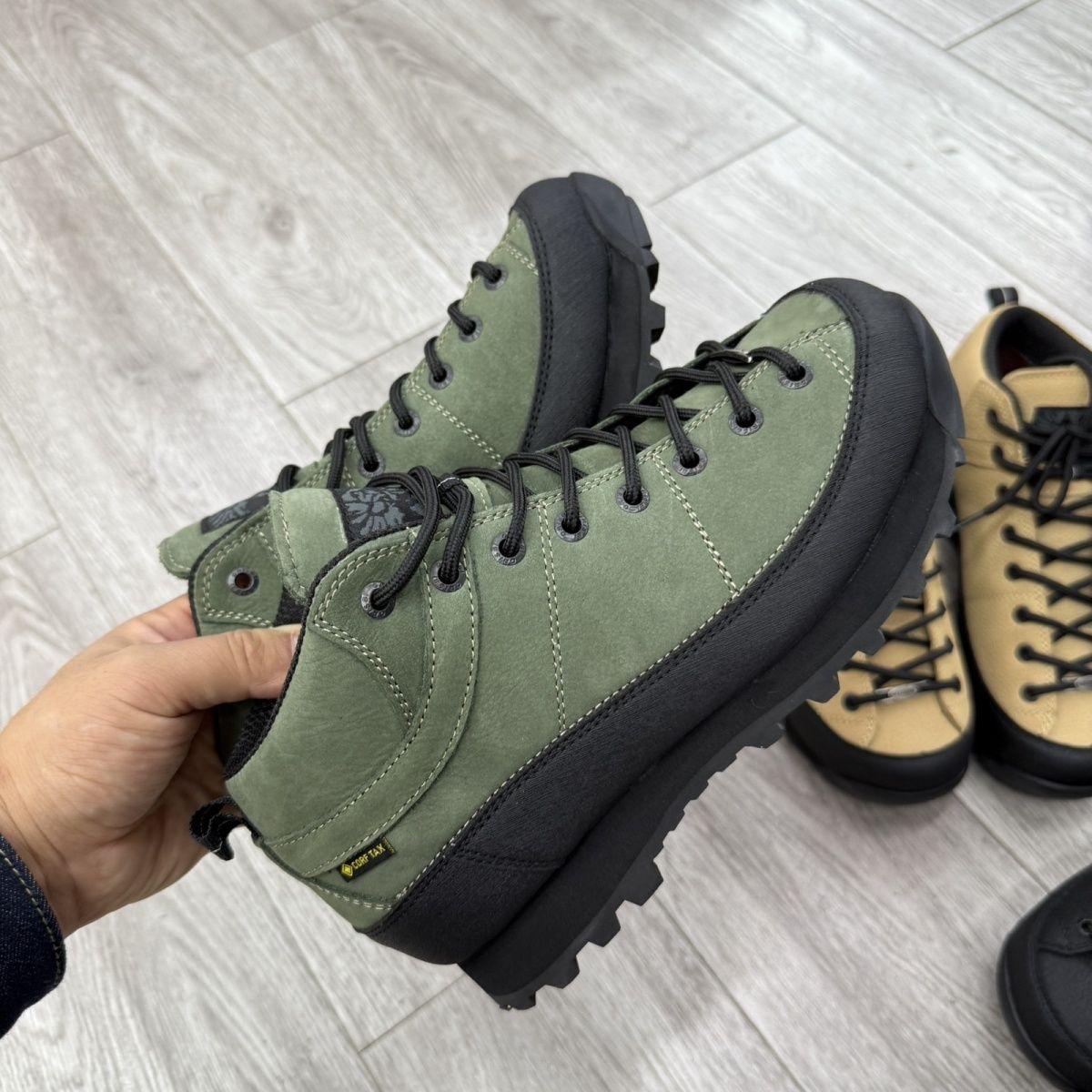Men s Leather Mid Top Hiking Shoes Non Slip Wear Resistant Lightweight Comfortable Outdoor Walking Sneakers 39 зелёный