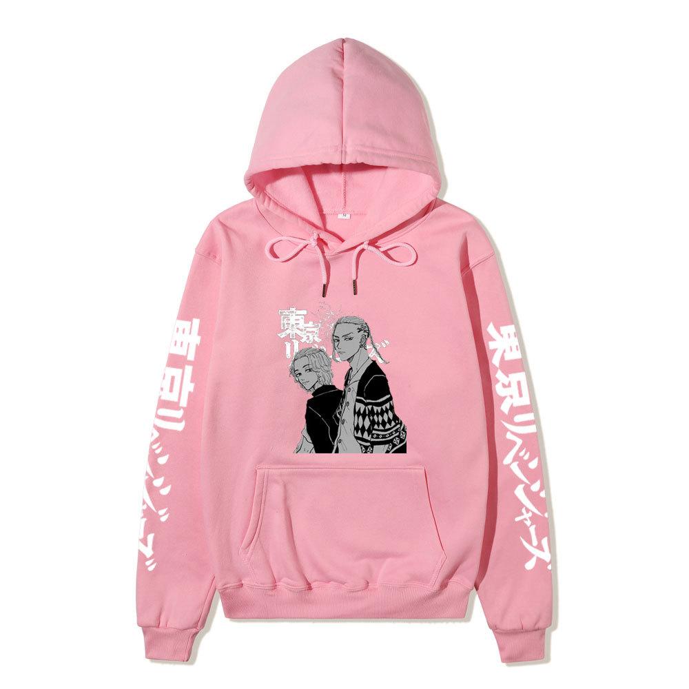 Tokyo Revengers Two Characters Unisex Fleece Hoodie Autumn Winter Black White Manga Print Long Sleeve Anime Pullover Sweatshirt