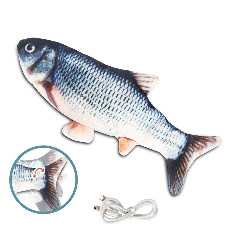 Electric Moving Fish Cat Toy Realistic Flopping Fish Dog Toy Plush Interactive Cat Toy for Indoor Cats Exercise