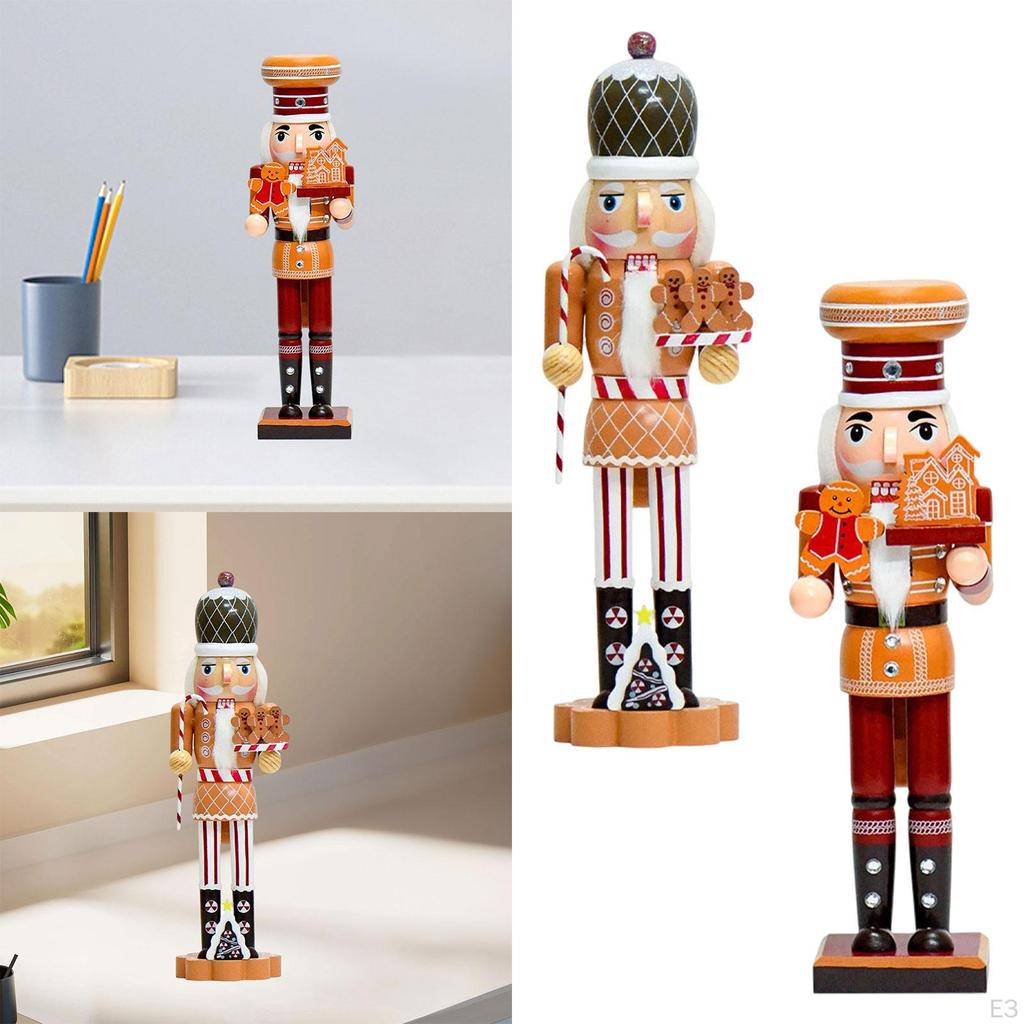 Świąteczna Dekoracja Dziadka do Orzechów Figurka na Biurko, Wszechstronna Ozdoba Drewniana Figurka na Święta