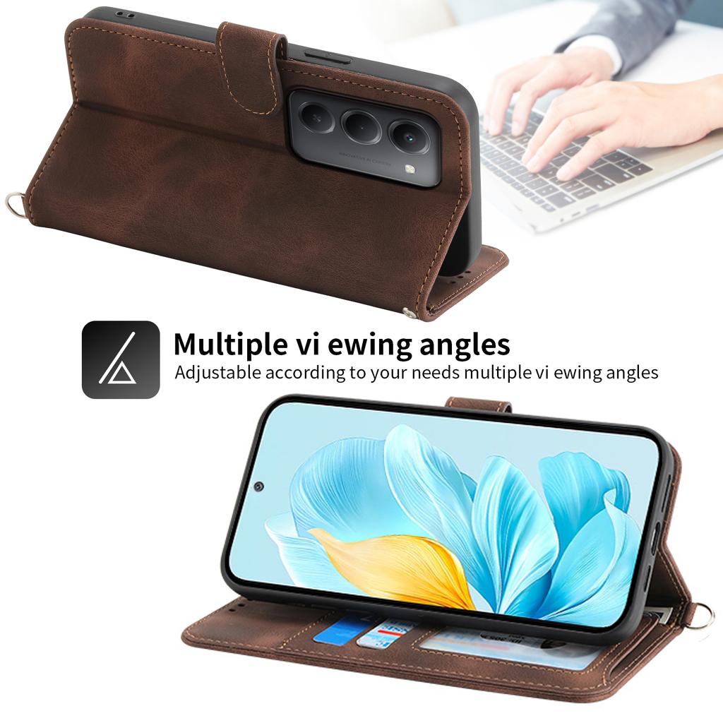 Pro Xiaomi Redmi 15 4G (EU) (171 mm) Pouzdro Vzor Květin PU Kůže Peněženka Kryt na Telefon s Poutkem