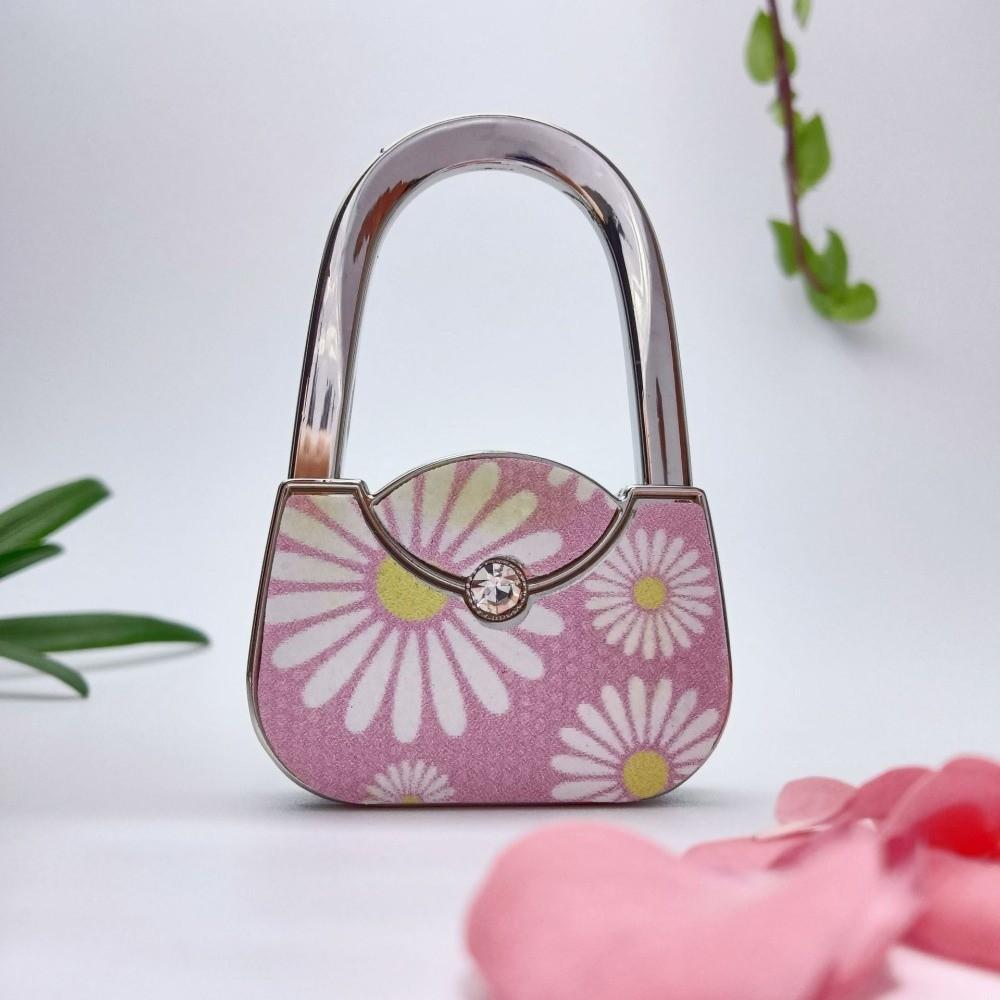 New Foldable Handbag Hook Cute Shape Portable Folding Bag Hook Alloy Material Lovely Design Purse Hanger Holder Home Decoration