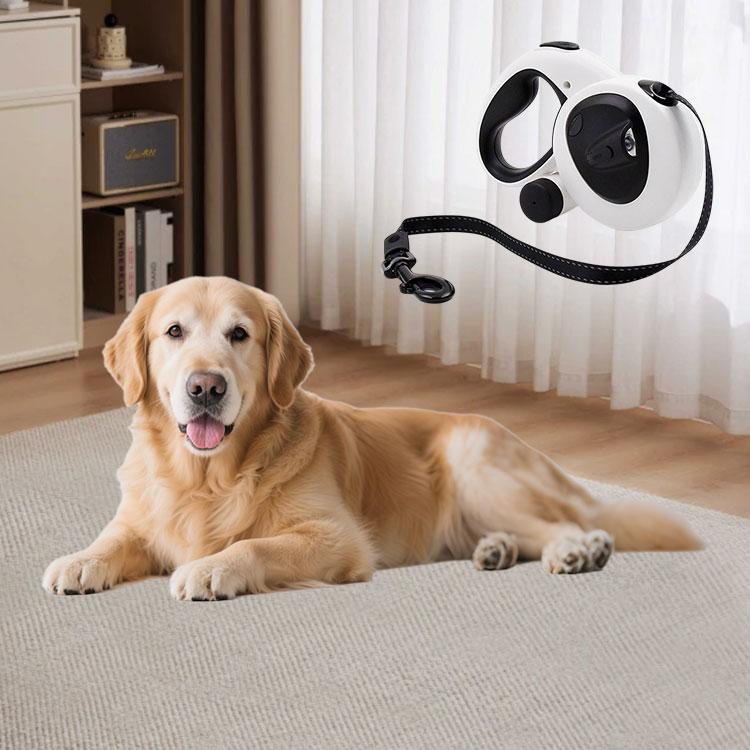 Lightweight Retractable Dog Leash One-Handed Operation Outdoor Night Walking with LED Light & Waste Bag Dispenser