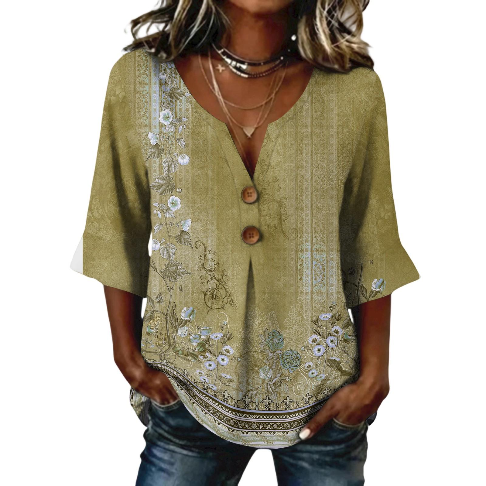 

Long Sleeve Shirts for Women Casual V Neck Button Front Womens Long Sleeve Tops Loose Fit Long Sleeve T Shirt Women S