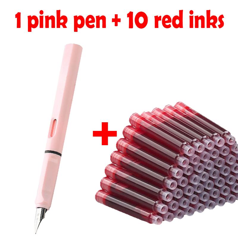 Set di 11 penne stilografiche da 0,38 mm con inchiostro sostituibile per una scrittura fluida, cancelleria multifunzionale per ufficio e materiale di apprendimento