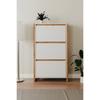 Meuble a chaussures - Blanc et chene - 12 paires - L70 x P25 x H125 cm - DENVER
