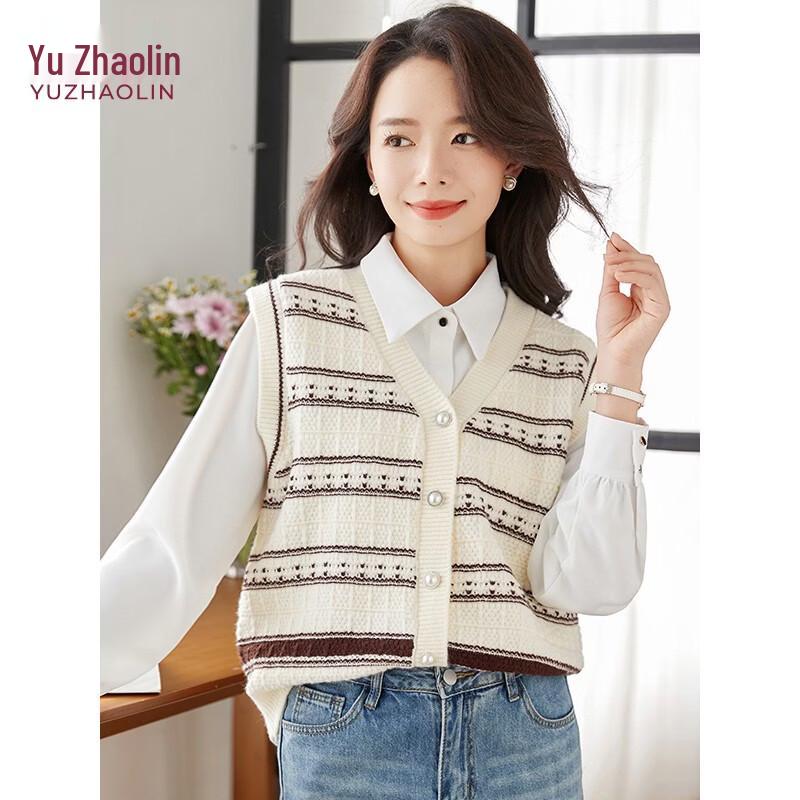 Женский вязаный жилет-кардиган в французскую полоску YUZHAOLIN M