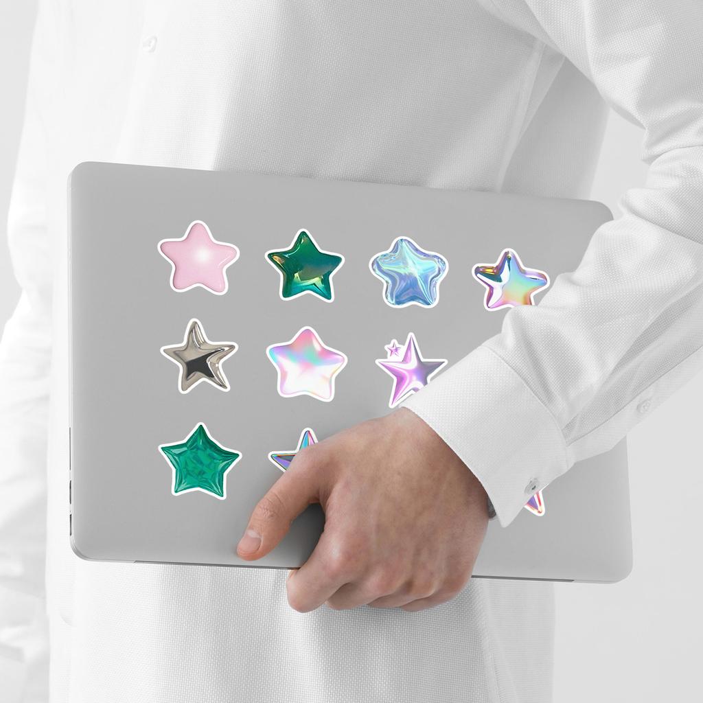 50 Sheets of 3D Three-dimensional Star Graffiti Stickers Creative Star Stickers Water Cup Mobile Phone Waterproof Decorative Stickers