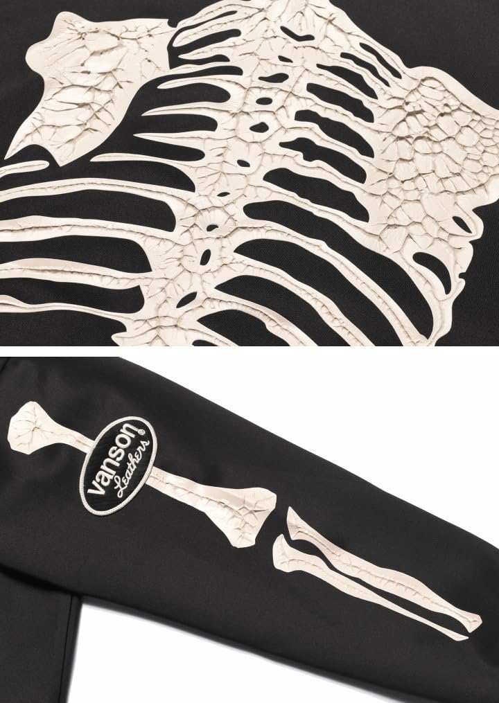 Jersey BONE Skull Bone 3D Print Oval Patch Jersey Track Jacket Black X Black [Banson] [Spring 2025] & NVSZ-2503 (JP, Alphabet, 2XL, (B))