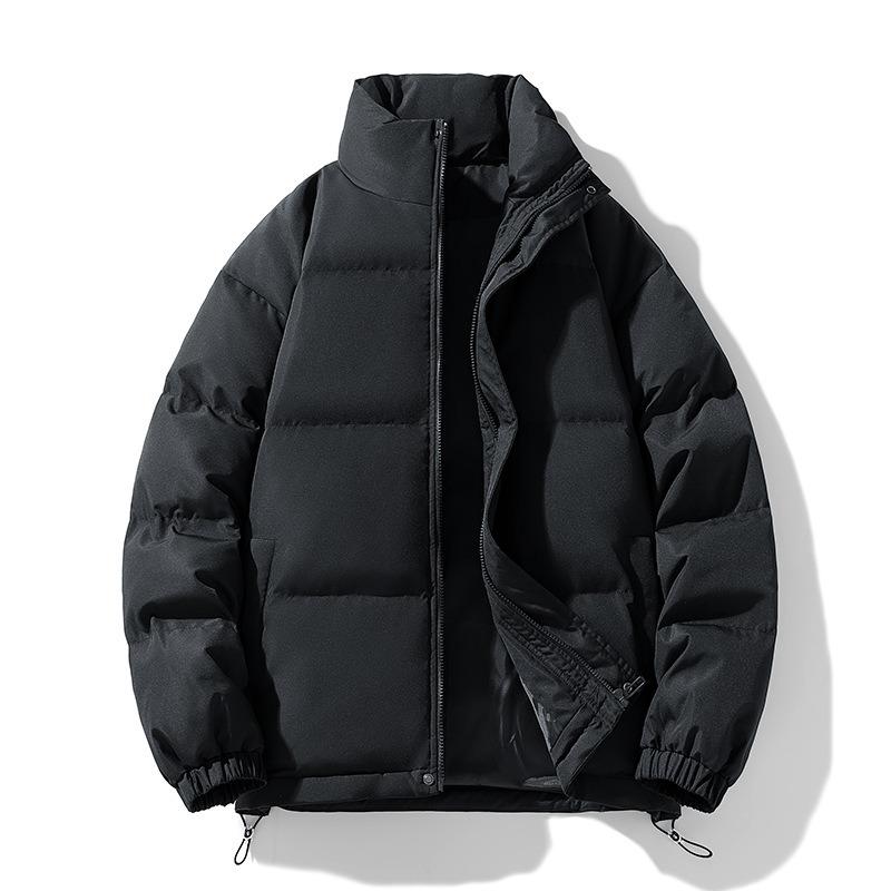 Solid color stand-up collar down cotton clothes men's and women's new winter thickened warm trend casual couple bread clothes