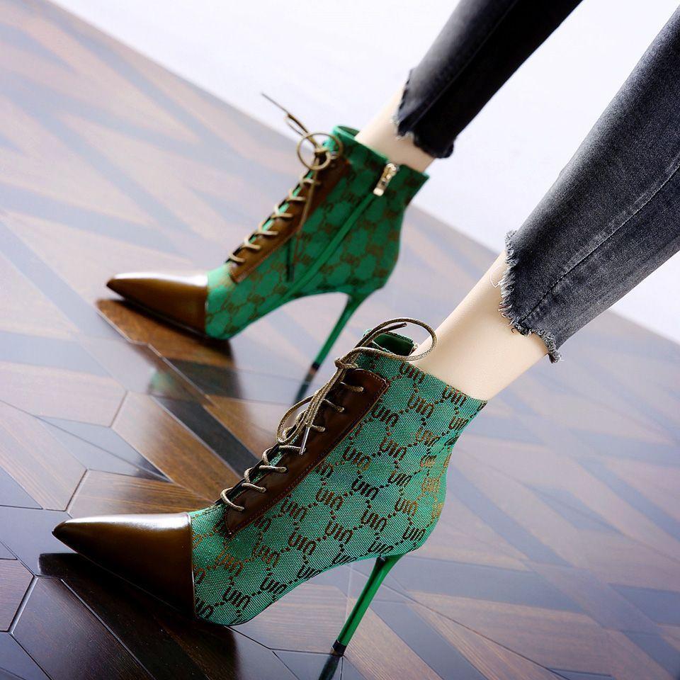

Pointed high heels 2025 autumn and winter new British style lace-up Martin boots temperament stiletto short boots women s boots 39