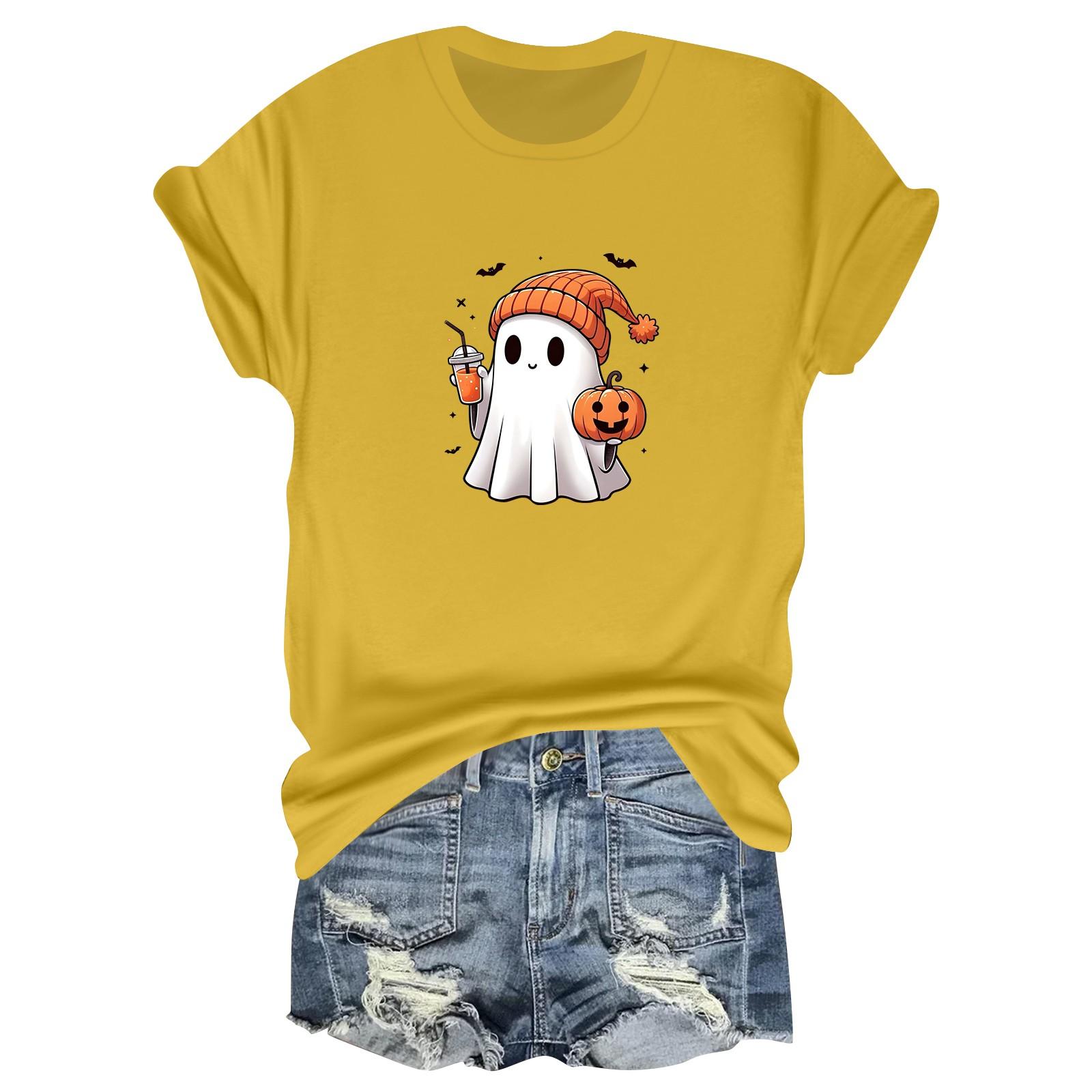 

Женская повседневная футболка с принтом, пуловер с круглым вырезом, топ с короткими рукавами S жёлтый