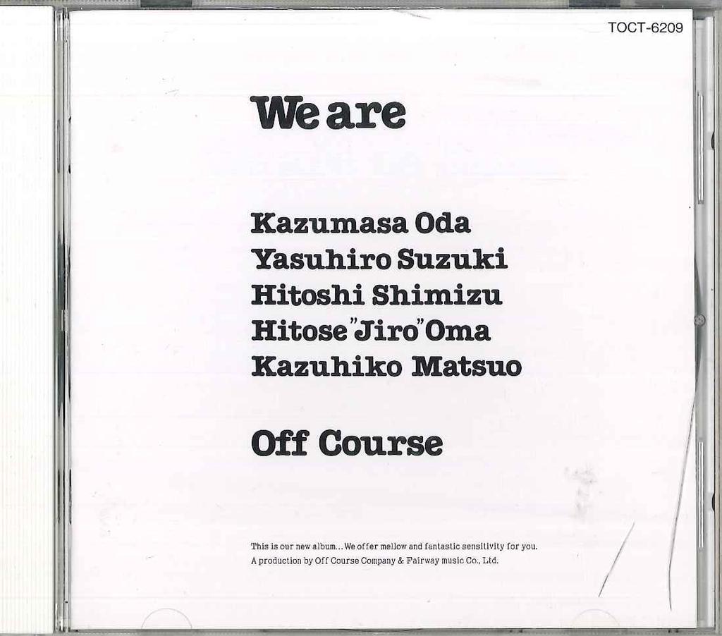 CD OFF COURSE - We Are TOCT6209 EMI Japan Japanese Pop/Rock Used