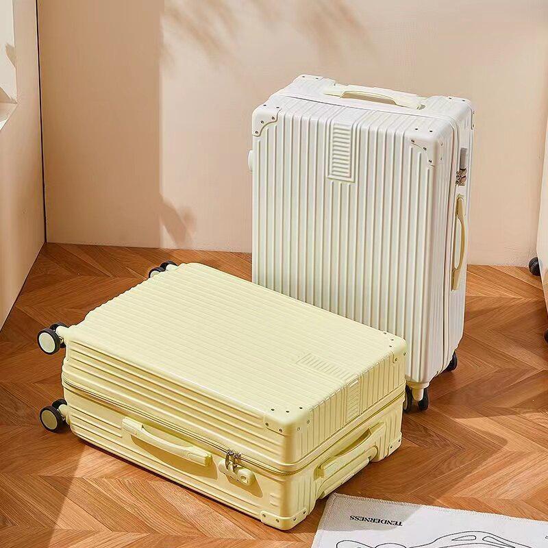 Lightweight 24-Inch Leather Suitcase: Stylish and Spacious Travel Trolley for Female Students