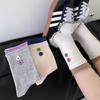 Female Spring and Autumn Double Curled Edge Luo Kou Matching Color Small Button Student Tube Socks