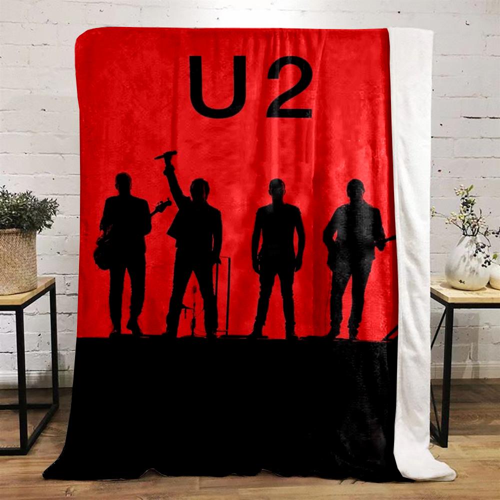 "Silhouette Band Design on Red Background printed Flannel blanket for bedroom, living room, sofa, and nap"