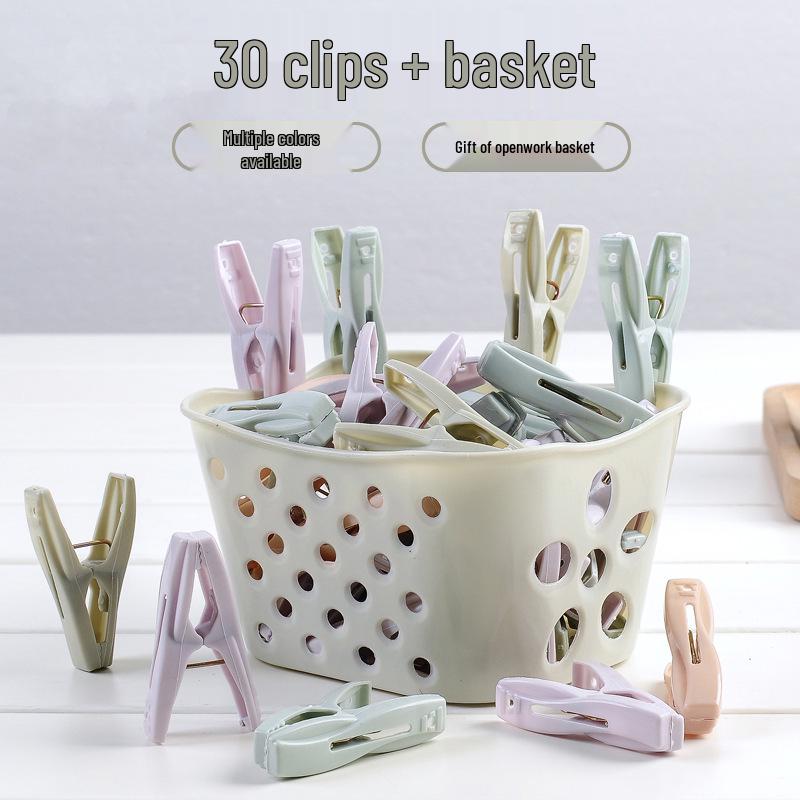 30-Piece Windproof Plastic Clothes Pegs with Basket: Multi-functional Drying Clips for Outdoors
