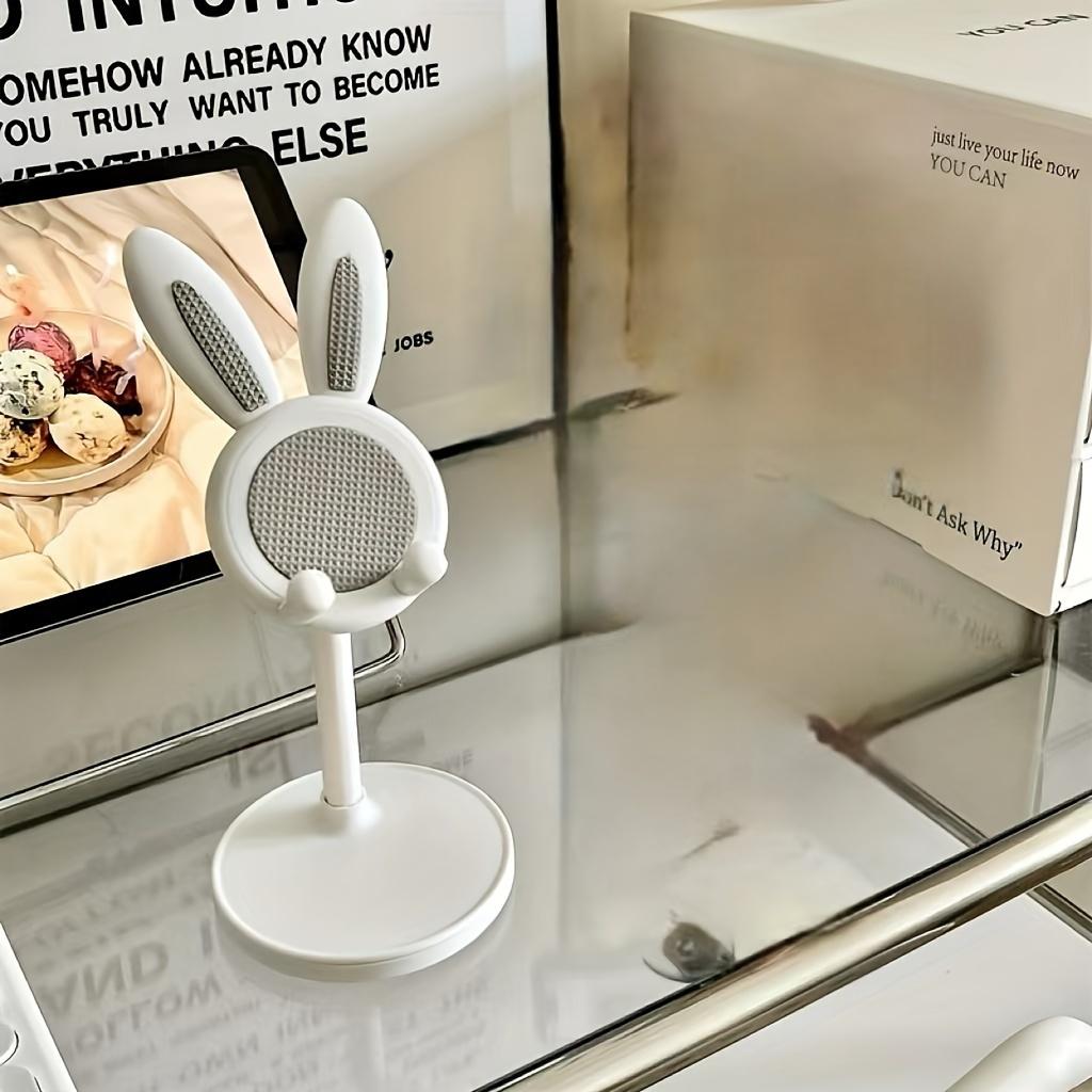 Flexible Adjustable Cartoon Rabbit Phone & Tablet Stand with Telescopic Desktop Holder, ABS Material, for Home & Office Use