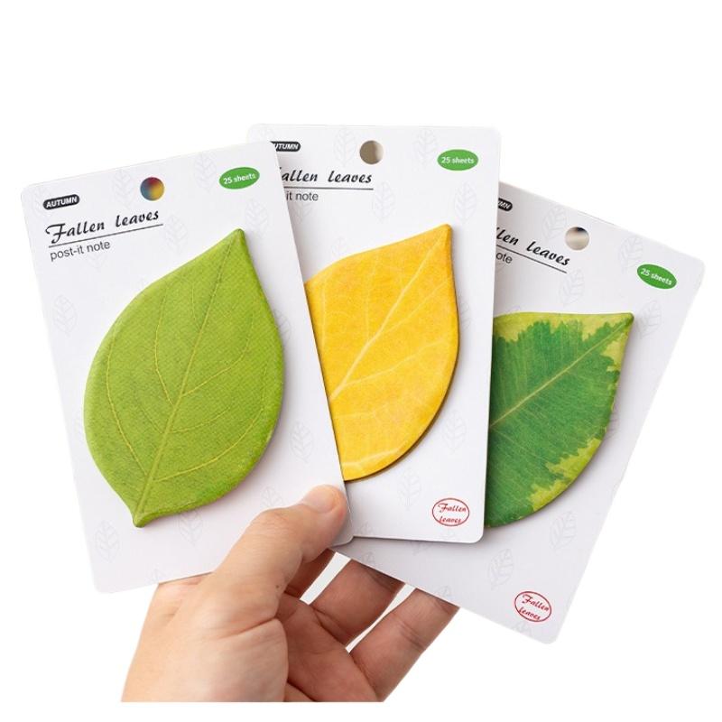 Special Shaped Sticky Notes Cross Border Leaf N Time Stickers with High Grade Sense and Strong Stickiness Leaf Memo Message