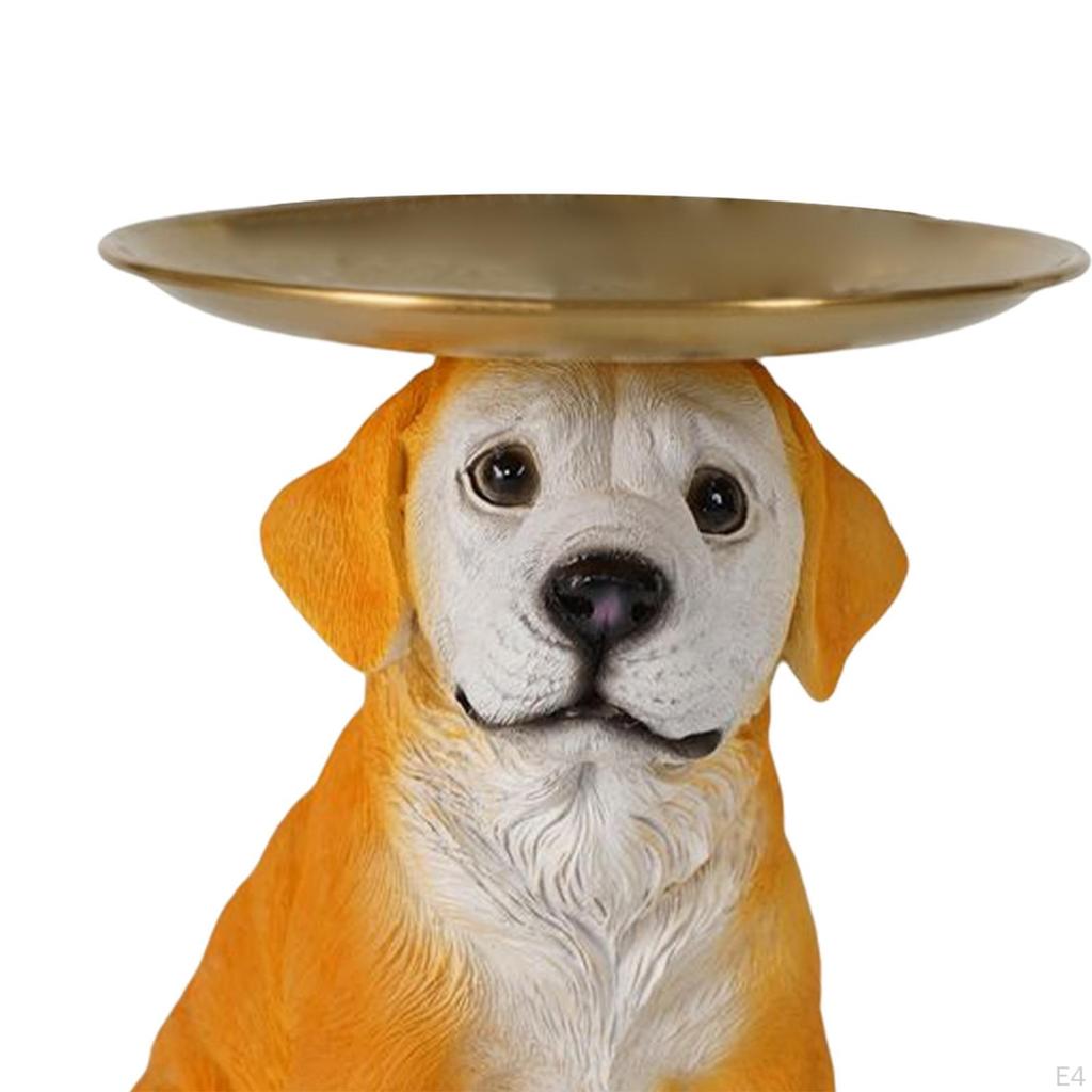 Cre Figurines Dog Storage Statue, Resin Entrance Animal Figurine Container for Entryway Tabletop, ,