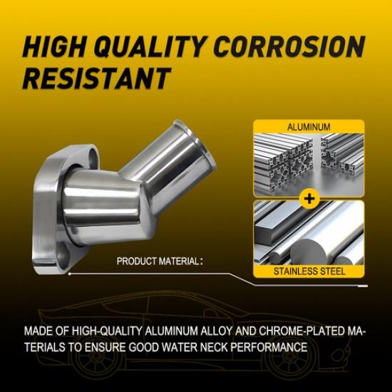 SBC BBC Polished Aluminum Swivel 45° Water Neck For SB BB Chevy 327 350 454