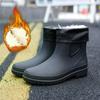 Fashion Men's Rain Boots Waterproof Shoes Fashion Outdoor Ankle Boots Fishing Rubber Shoes Non-slip Short Boot Platform Warm Water Boots