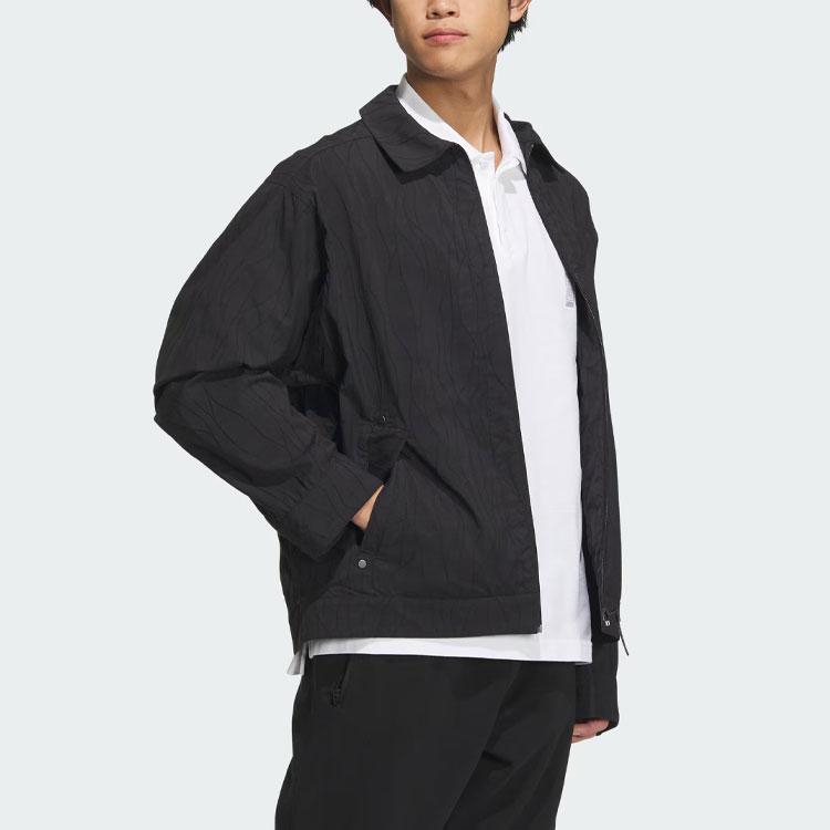 Adidas Wuji Series Woven Jacket With Wave Pattern And Zipper Men Jackets Black IP4940