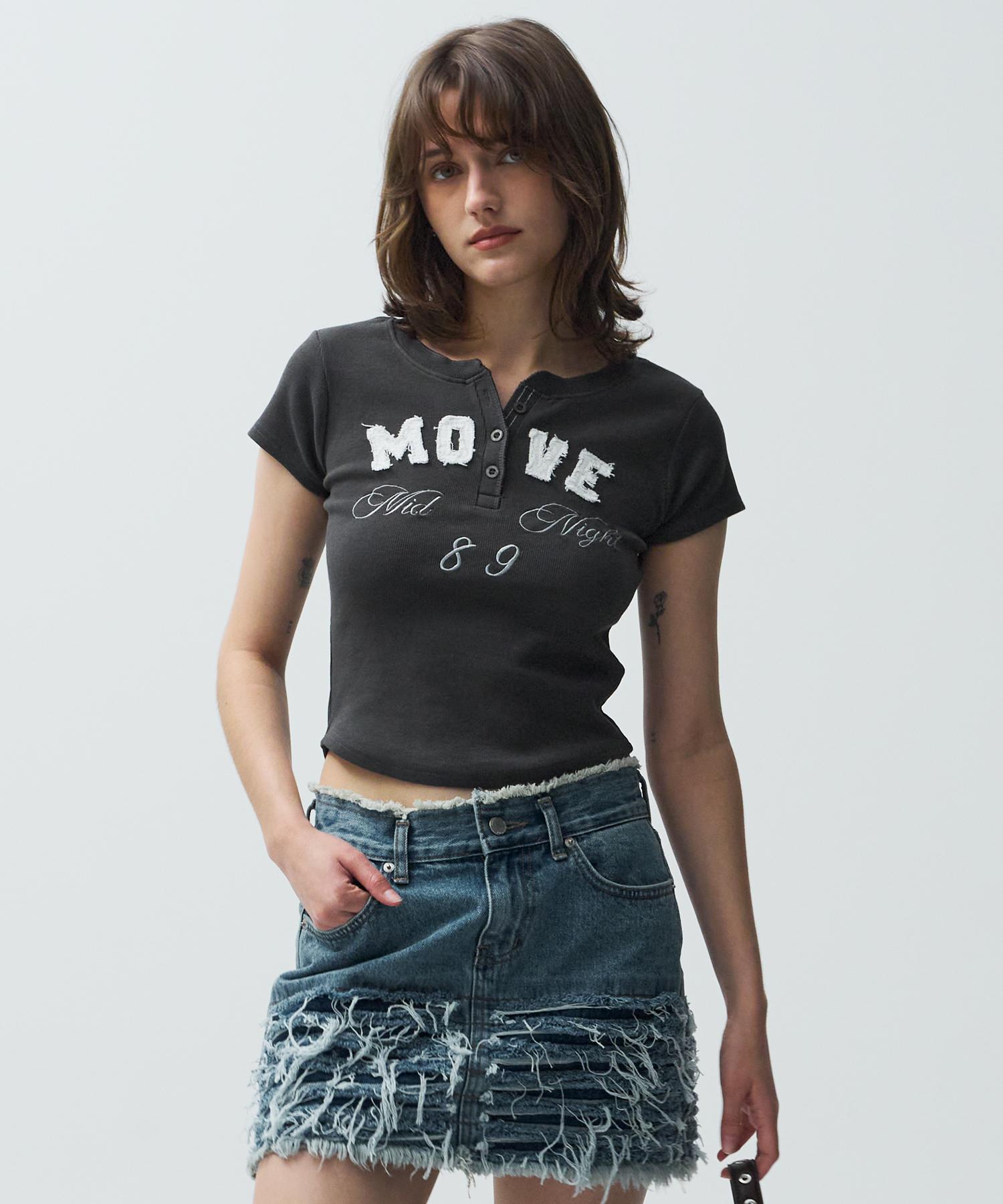 Midnight Move Henley Neck T (Dark Gray)
