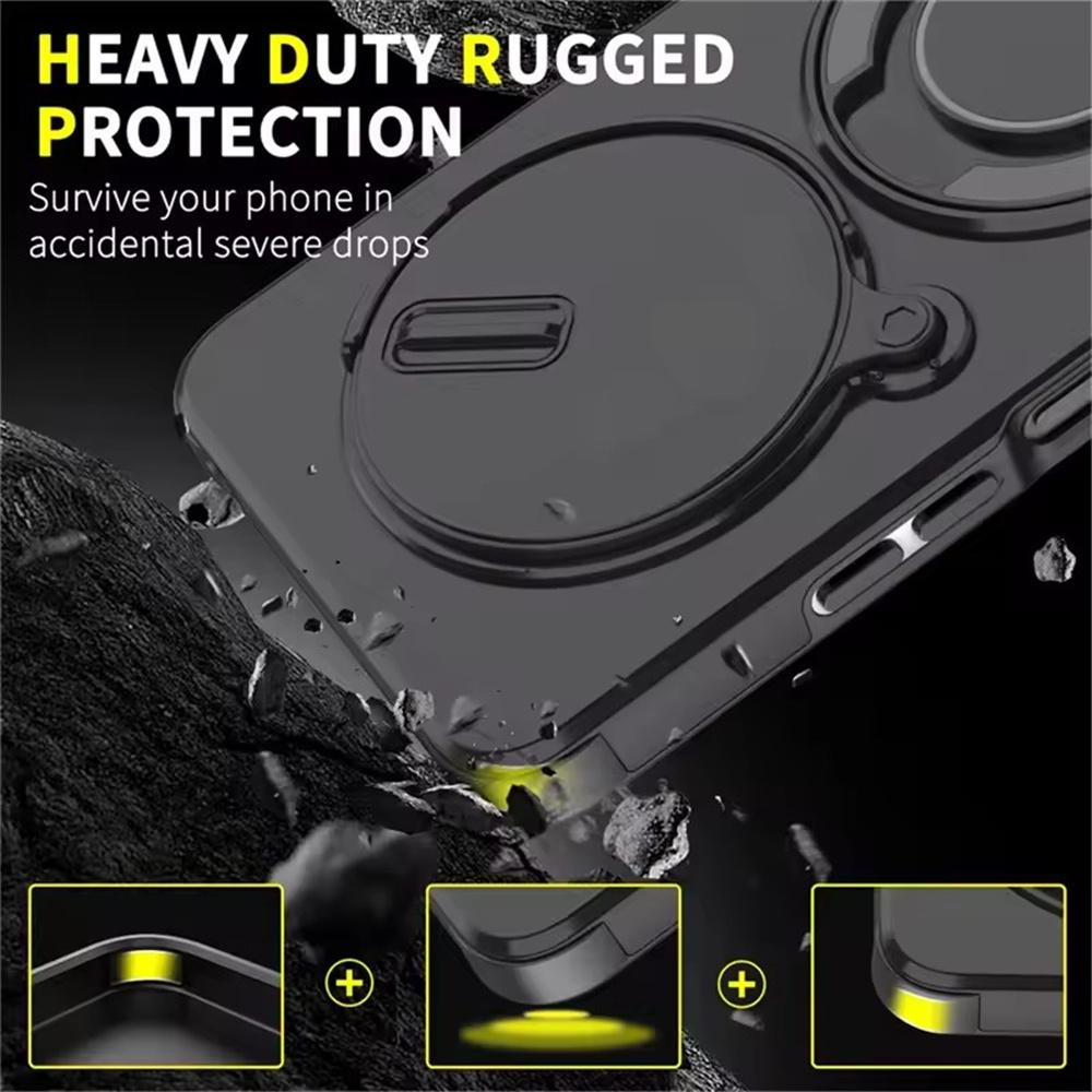 Matte Armor Ring Holder Phone Cases For Xiaomi Redmi Note 14 13 Pro Plus 14C 13 4G 5G Magnetic Slide Camera Protect Cover Fundas